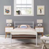 Rustic Metal Platform Bed with Integrated Headboard and Footboard