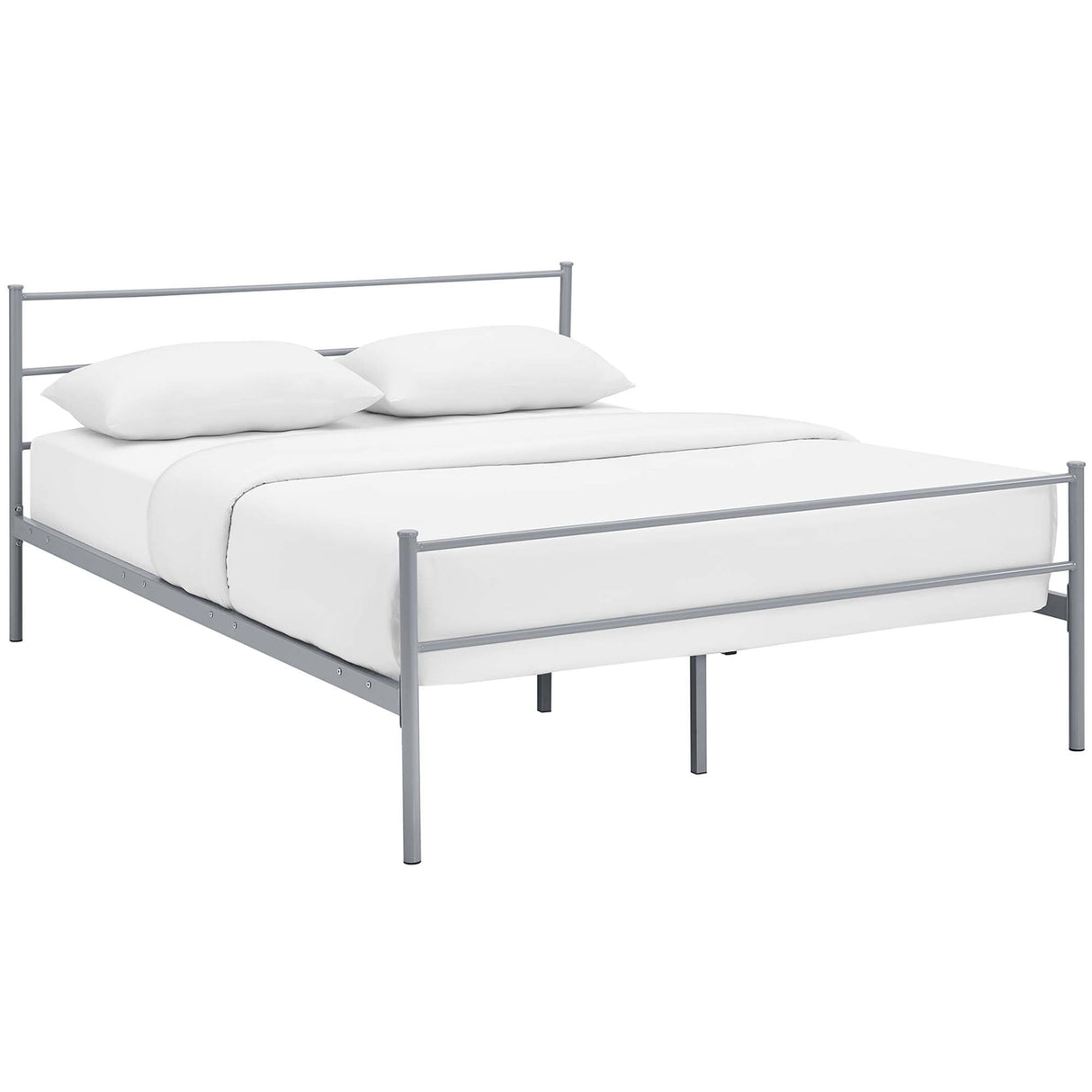 Rustic Metal Platform Bed with Integrated Headboard and Footboard