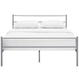 Rustic Metal Platform Bed with Integrated Headboard and Footboard