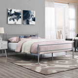 Rustic Metal Platform Bed with Integrated Headboard and Footboard
