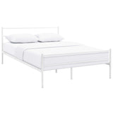 Rustic Metal Platform Bed with Integrated Headboard and Footboard