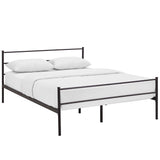 Rustic Metal Platform Bed with Integrated Headboard and Footboard