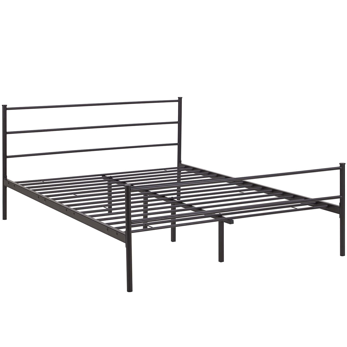 Rustic Metal Platform Bed with Integrated Headboard and Footboard
