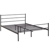 Rustic Metal Platform Bed with Integrated Headboard and Footboard