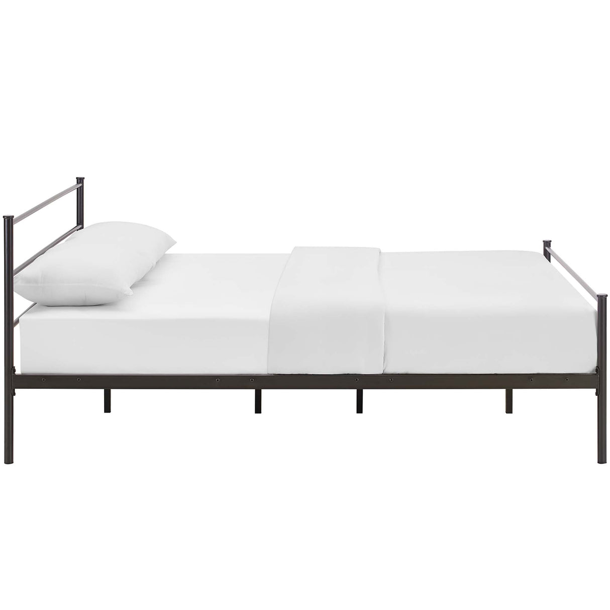 Rustic Metal Platform Bed with Integrated Headboard and Footboard