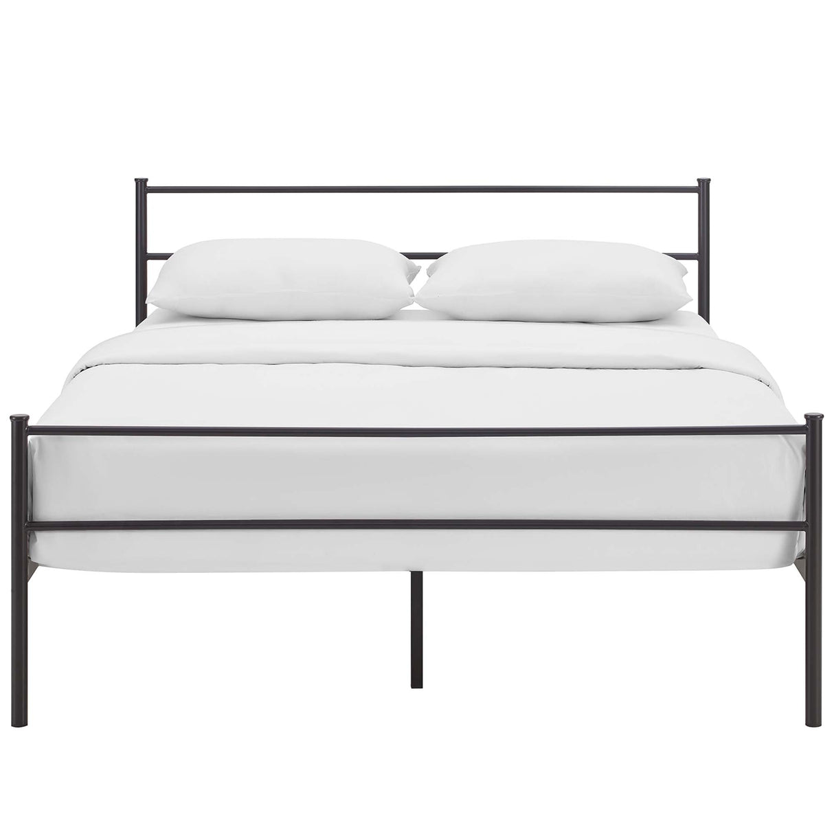 Rustic Metal Platform Bed with Integrated Headboard and Footboard