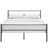 Rustic Metal Platform Bed with Integrated Headboard and Footboard
