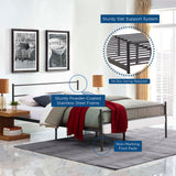 Rustic Metal Platform Bed with Integrated Headboard and Footboard