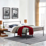 Rustic Metal Platform Bed with Integrated Headboard and Footboard