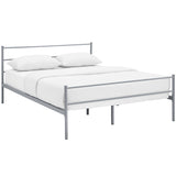 Rustic Metal Platform Bed with Integrated Headboard and Footboard