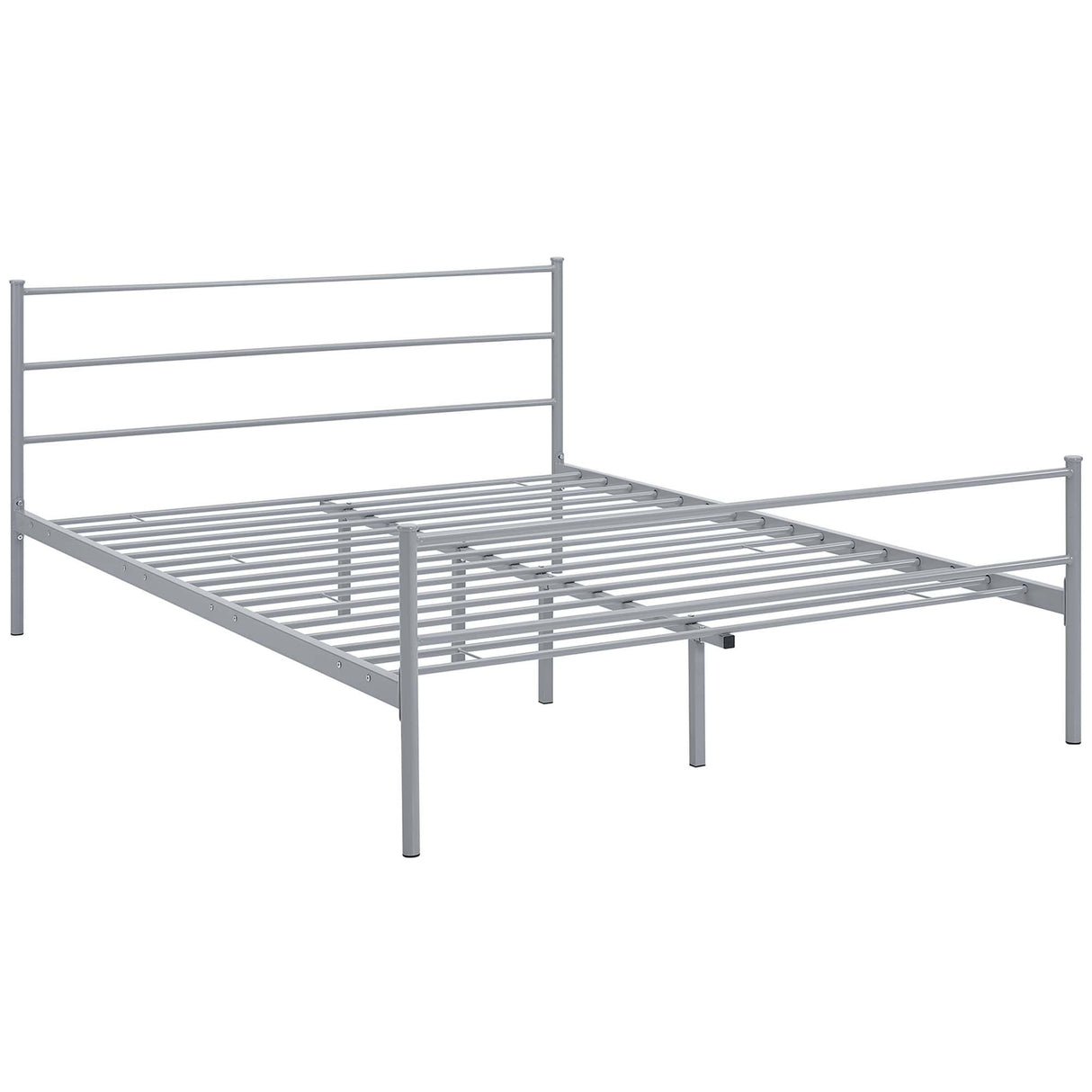 Rustic Metal Platform Bed with Integrated Headboard and Footboard