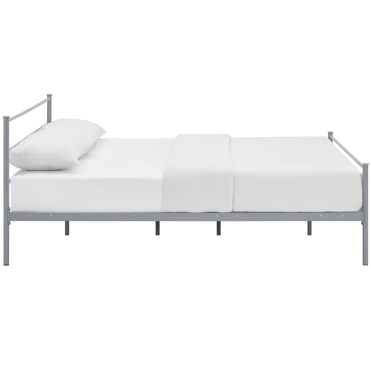 Rustic Metal Platform Bed with Integrated Headboard and Footboard
