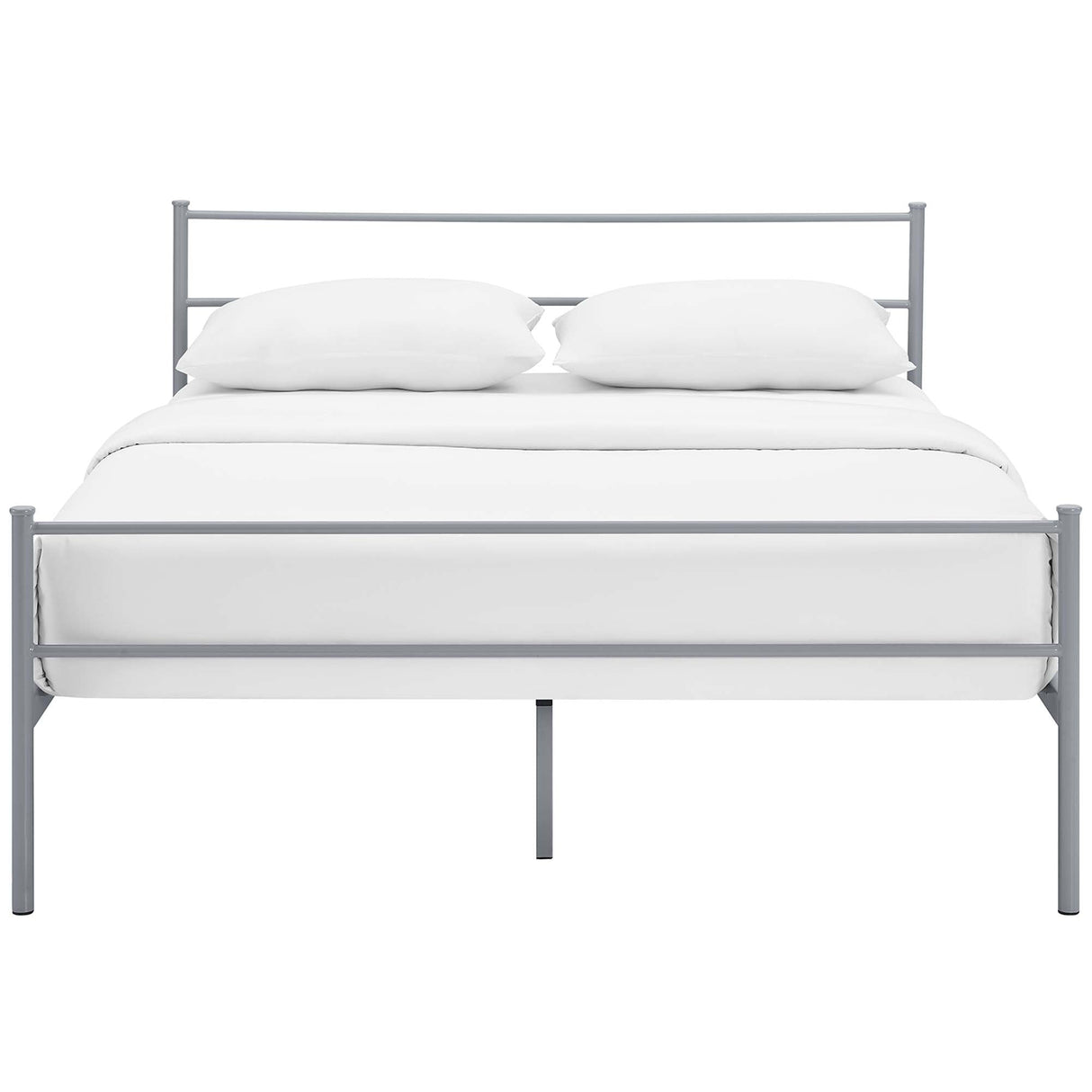 Rustic Metal Platform Bed with Integrated Headboard and Footboard