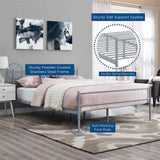 Rustic Metal Platform Bed with Integrated Headboard and Footboard