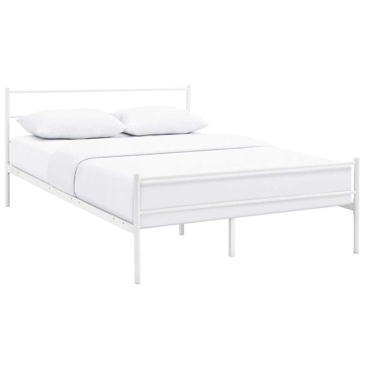 Rustic Metal Platform Bed with Integrated Headboard and Footboard