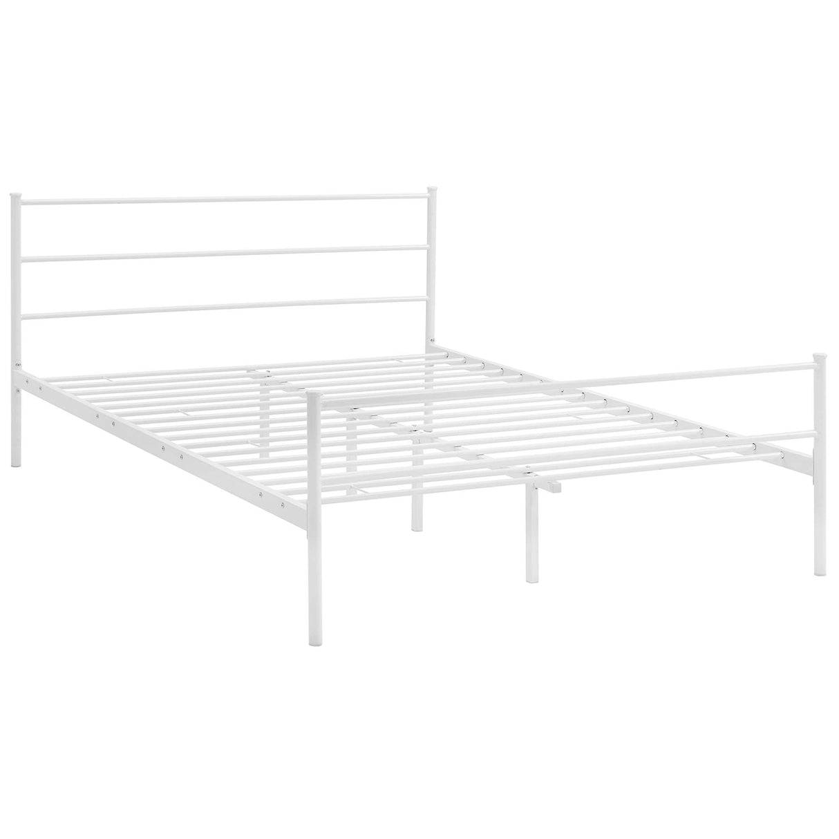 Rustic Metal Platform Bed with Integrated Headboard and Footboard