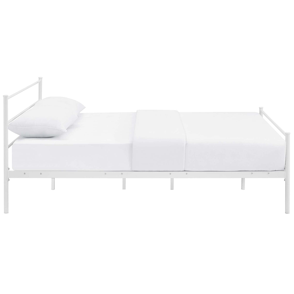 Rustic Metal Platform Bed with Integrated Headboard and Footboard