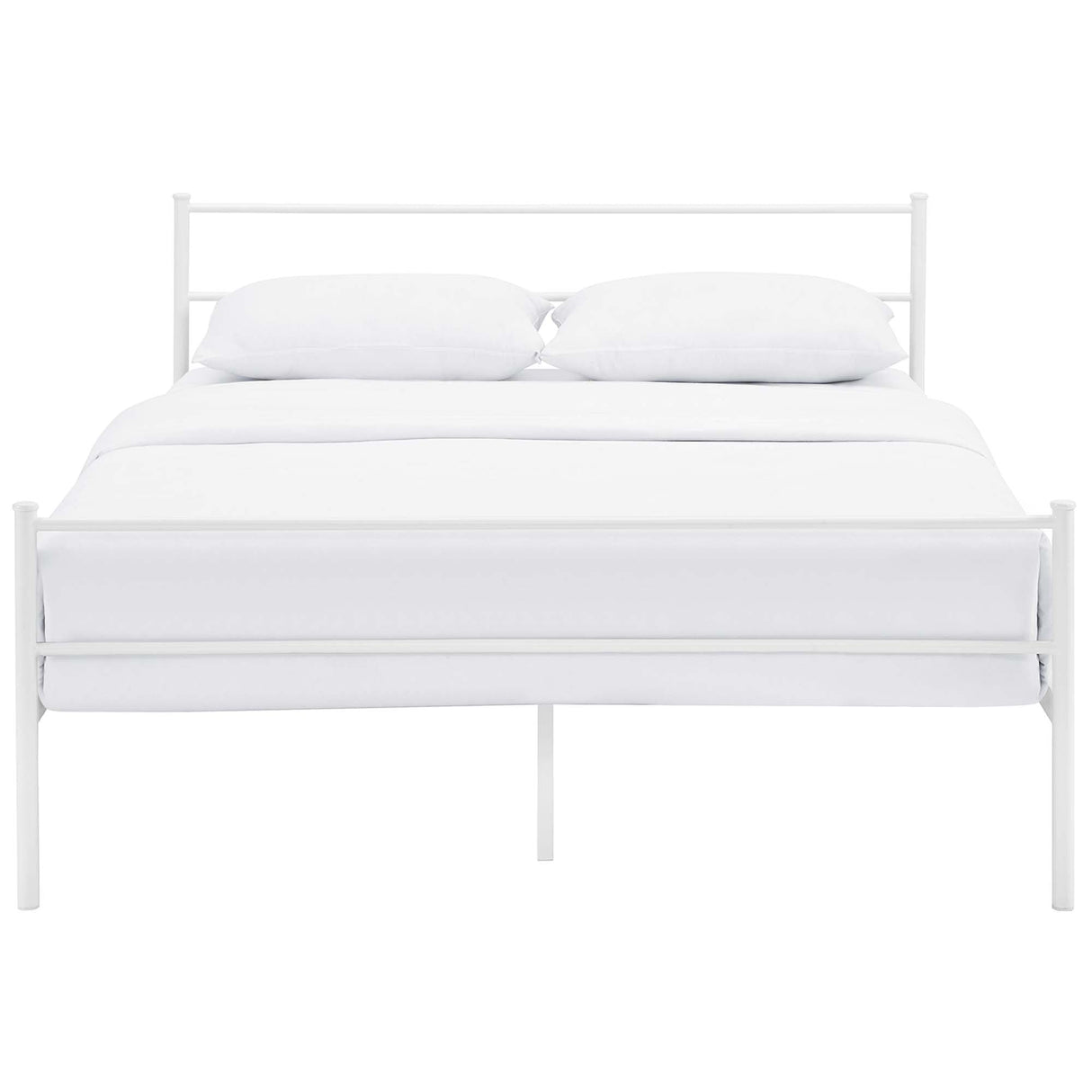 Rustic Metal Platform Bed with Integrated Headboard and Footboard