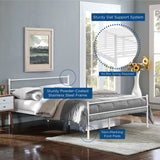 Rustic Metal Platform Bed with Integrated Headboard and Footboard