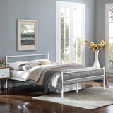Rustic Metal Platform Bed with Integrated Headboard and Footboard