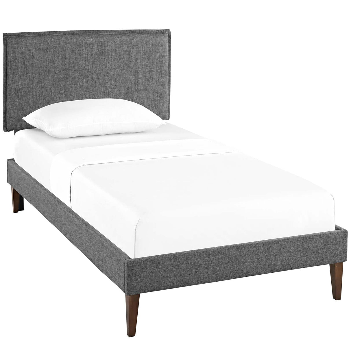 Upholstered Fabric Platform Bed with Squared Tapered Legs