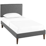 Upholstered Fabric Platform Bed with Squared Tapered Legs