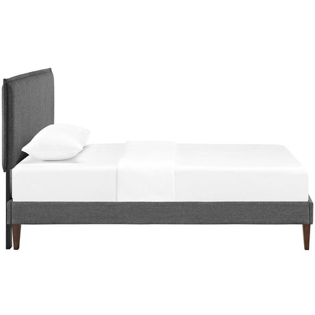 Upholstered Fabric Platform Bed with Squared Tapered Legs