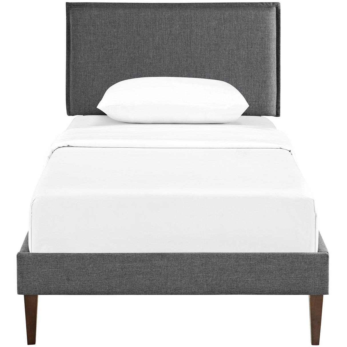 Upholstered Fabric Platform Bed with Squared Tapered Legs