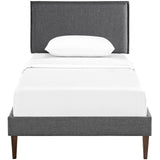 Upholstered Fabric Platform Bed with Squared Tapered Legs