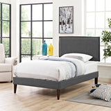 Upholstered Fabric Platform Bed with Squared Tapered Legs