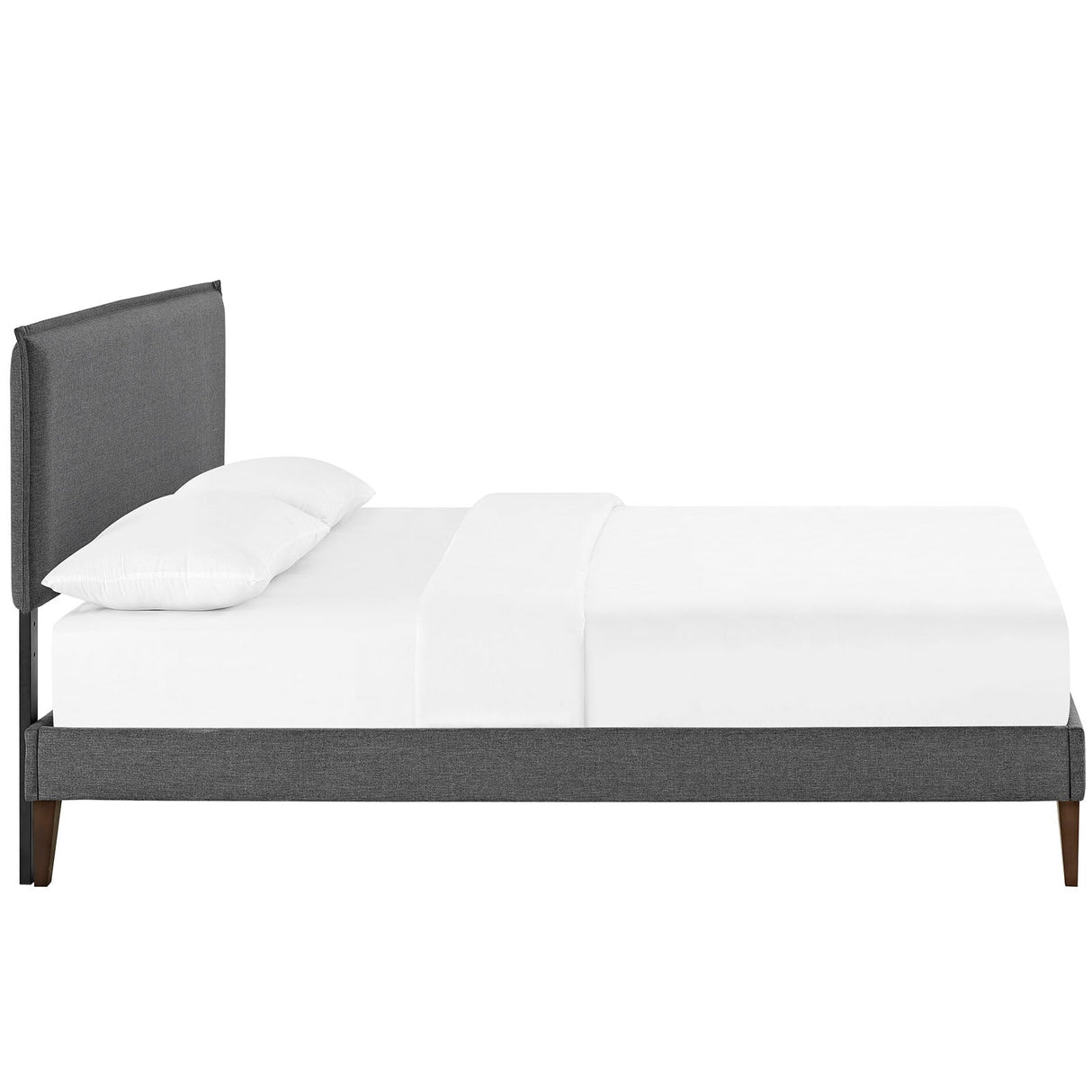 Upholstered Fabric Platform Bed with Squared Tapered Legs