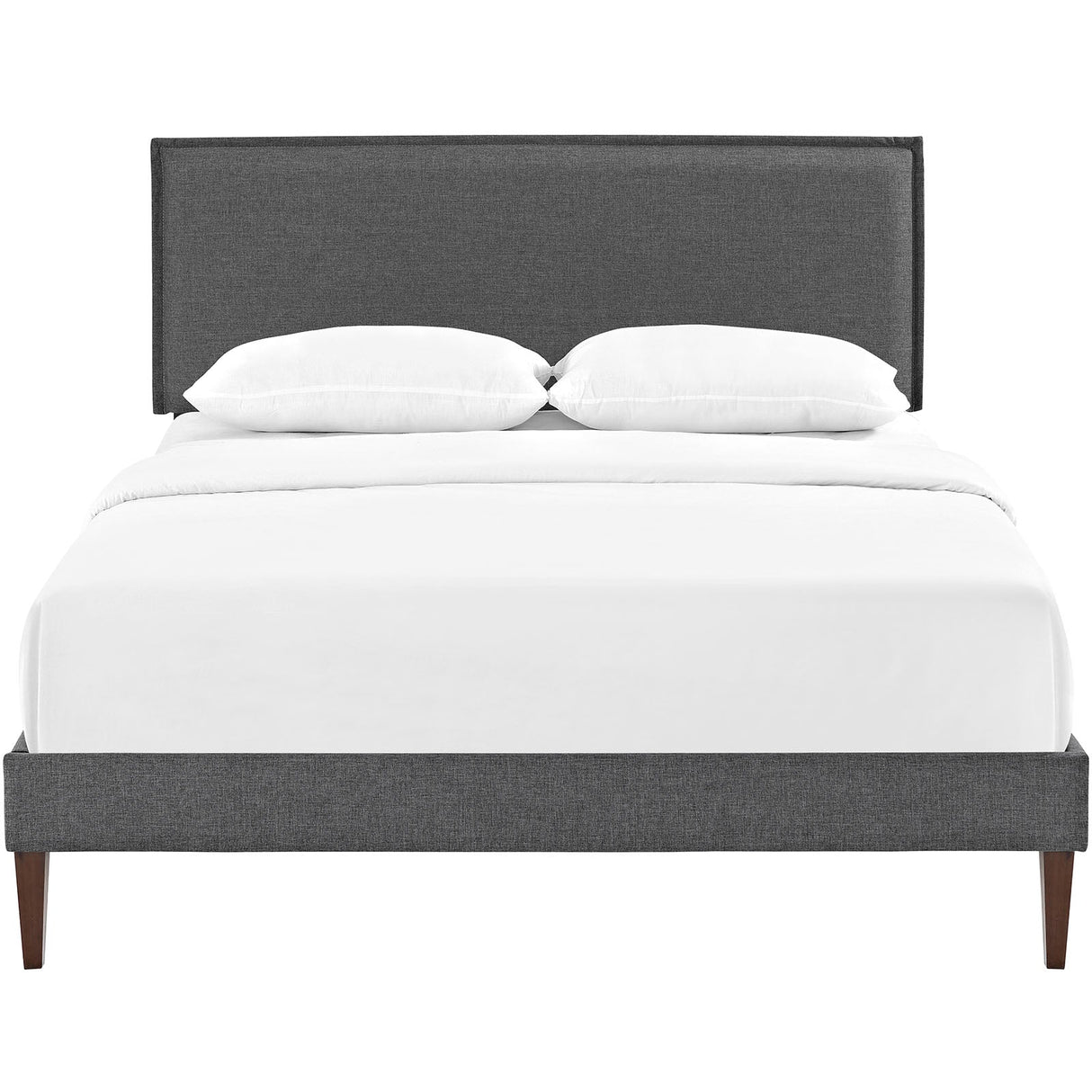 Upholstered Fabric Platform Bed with Squared Tapered Legs
