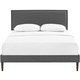 Upholstered Fabric Platform Bed with Squared Tapered Legs