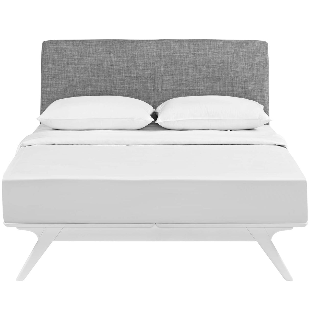 Mid-Century Modern Upholstered Platform Bed