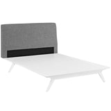 Mid-Century Modern Upholstered Platform Bed