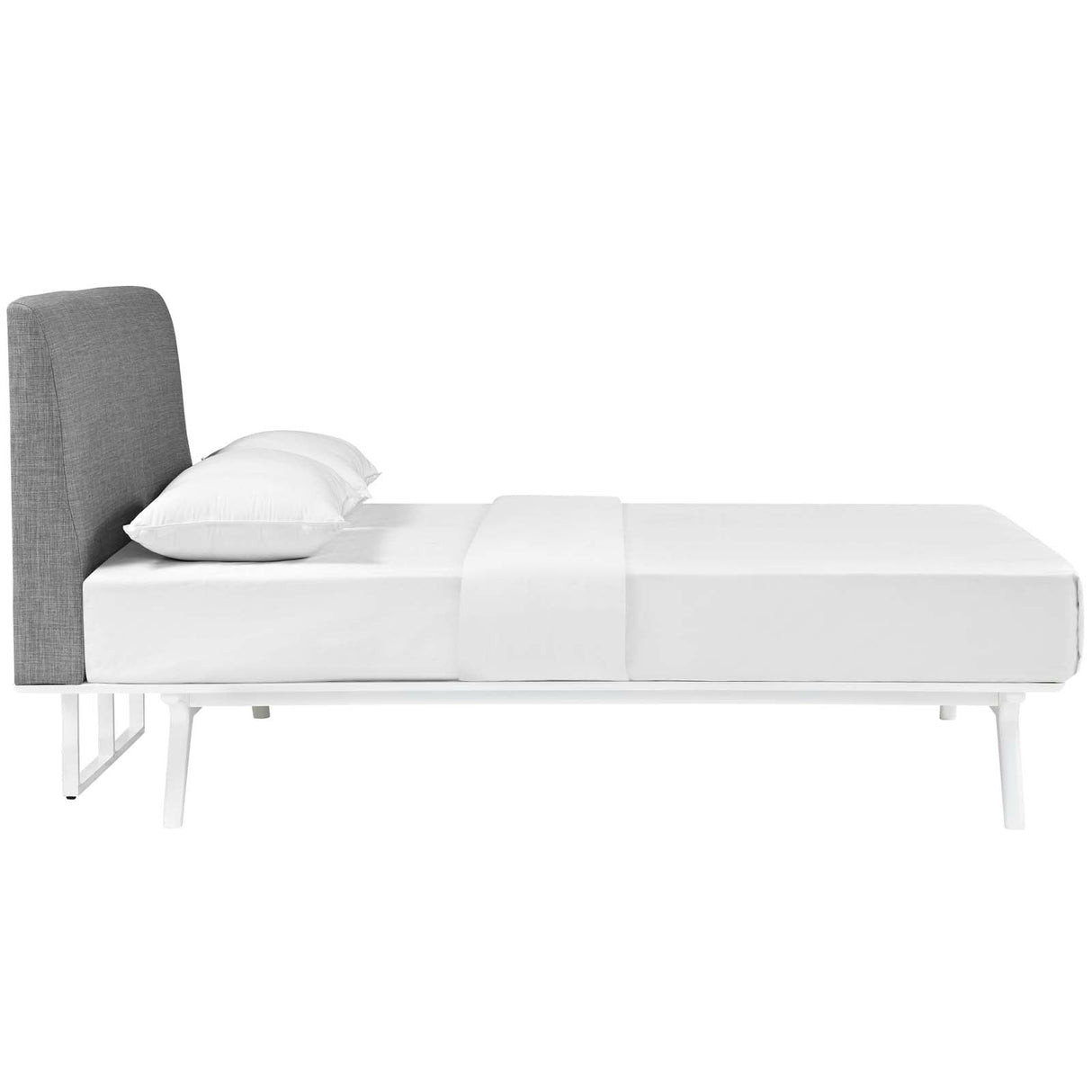 Mid-Century Modern Upholstered Platform Bed
