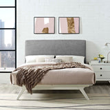 Mid-Century Modern Upholstered Platform Bed