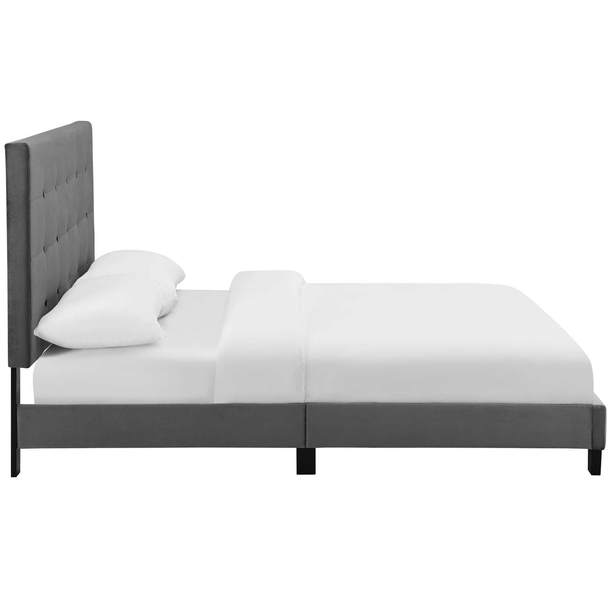 Tufted Button Performance Velvet Platform Bed