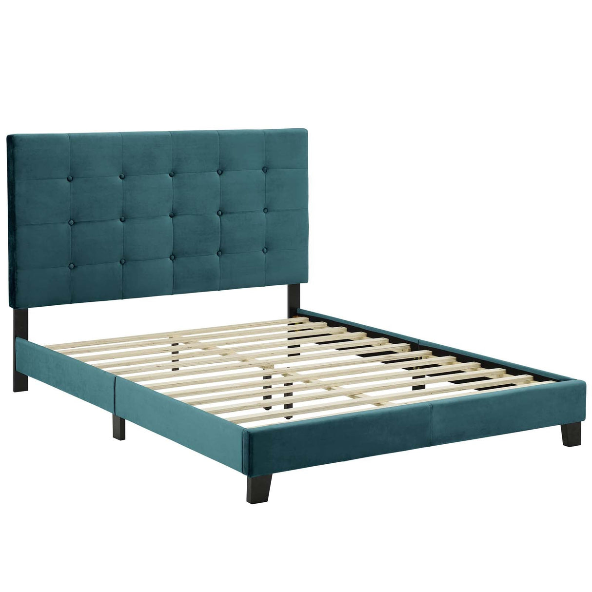 Tufted Button Performance Velvet Platform Bed