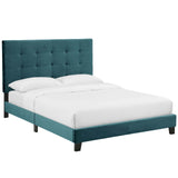 Tufted Button Performance Velvet Platform Bed