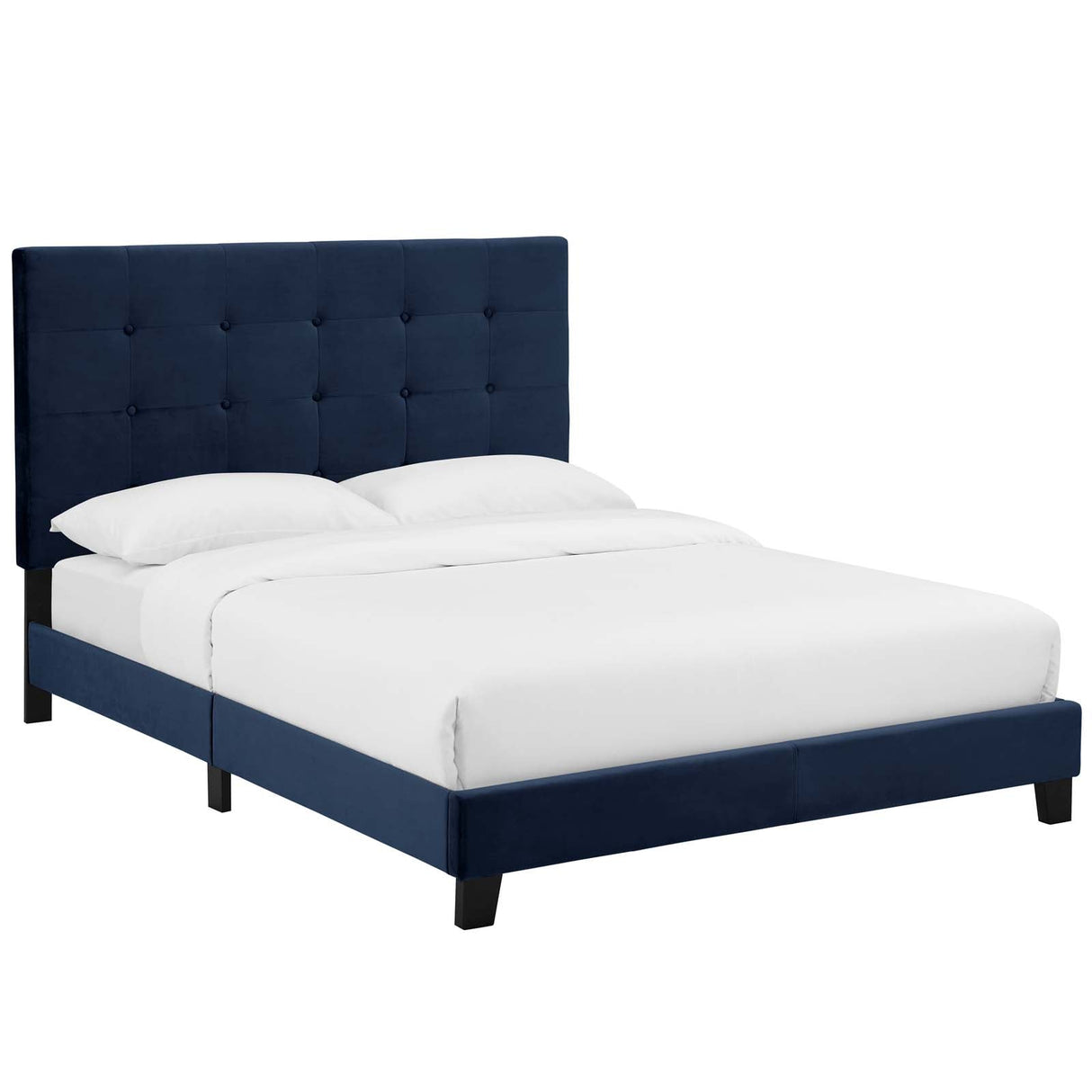Tufted Button Performance Velvet Platform Bed