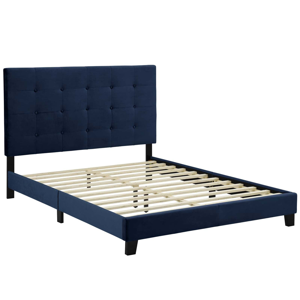 Tufted Button Performance Velvet Platform Bed