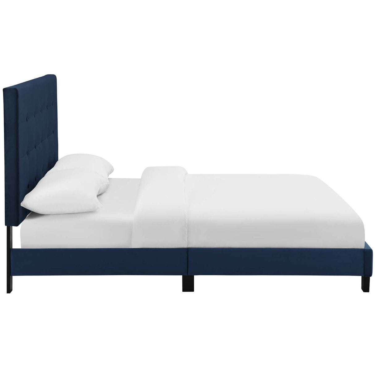 Tufted Button Performance Velvet Platform Bed