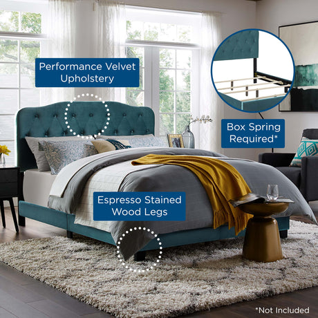 Performance Velvet Padded Button Tufted Platform Bed