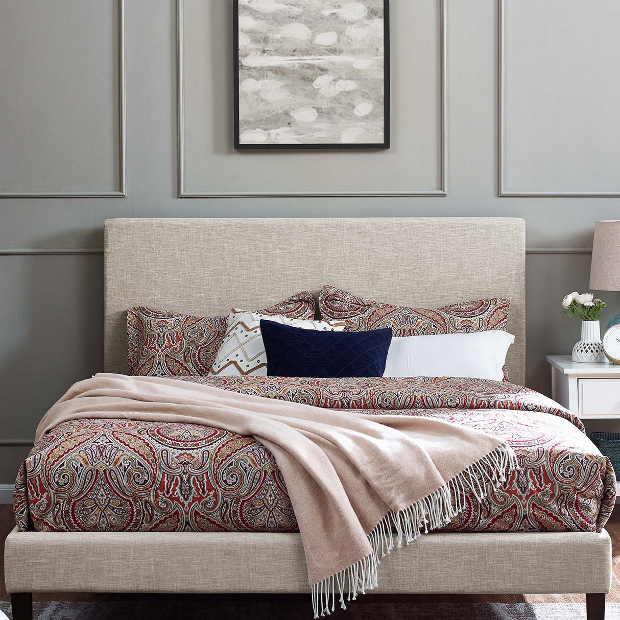 Upholstered Linen Fabric Headboard