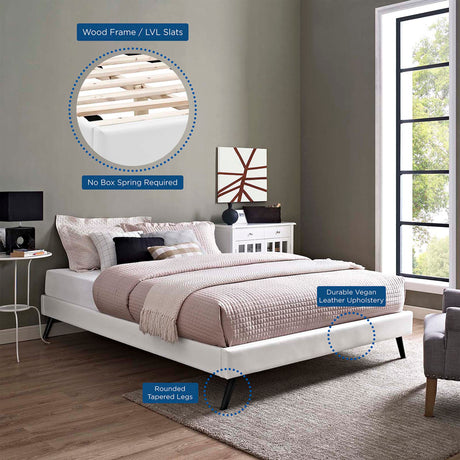Vinyl Upholstered Platform Bed with Round Splayed Legs