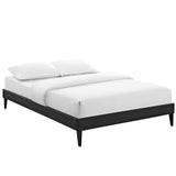 Upholstered Vinyl Platform Bed with Squared Tapered Legs