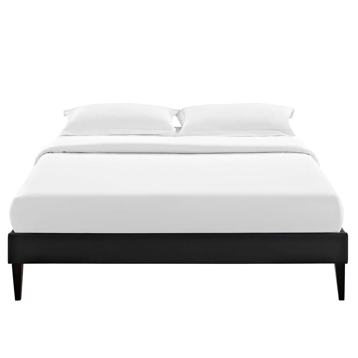 Upholstered Vinyl Platform Bed with Squared Tapered Legs