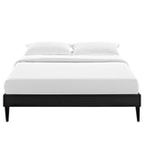 Upholstered Vinyl Platform Bed with Squared Tapered Legs