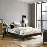 Upholstered Vinyl Platform Bed with Squared Tapered Legs